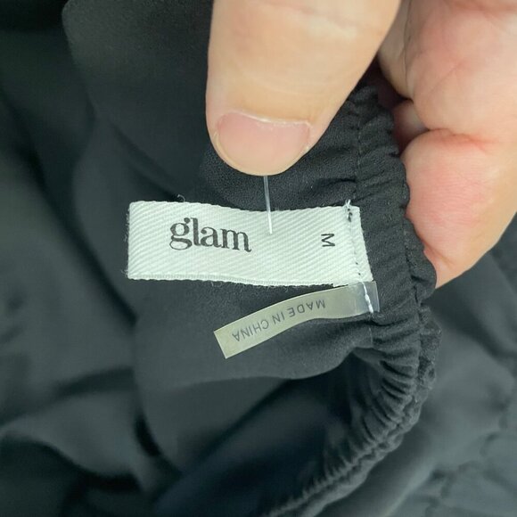 Glam Womens Strapless Romper Cinched Waist Ruffle Black Size Medium - Picture 8 of 9